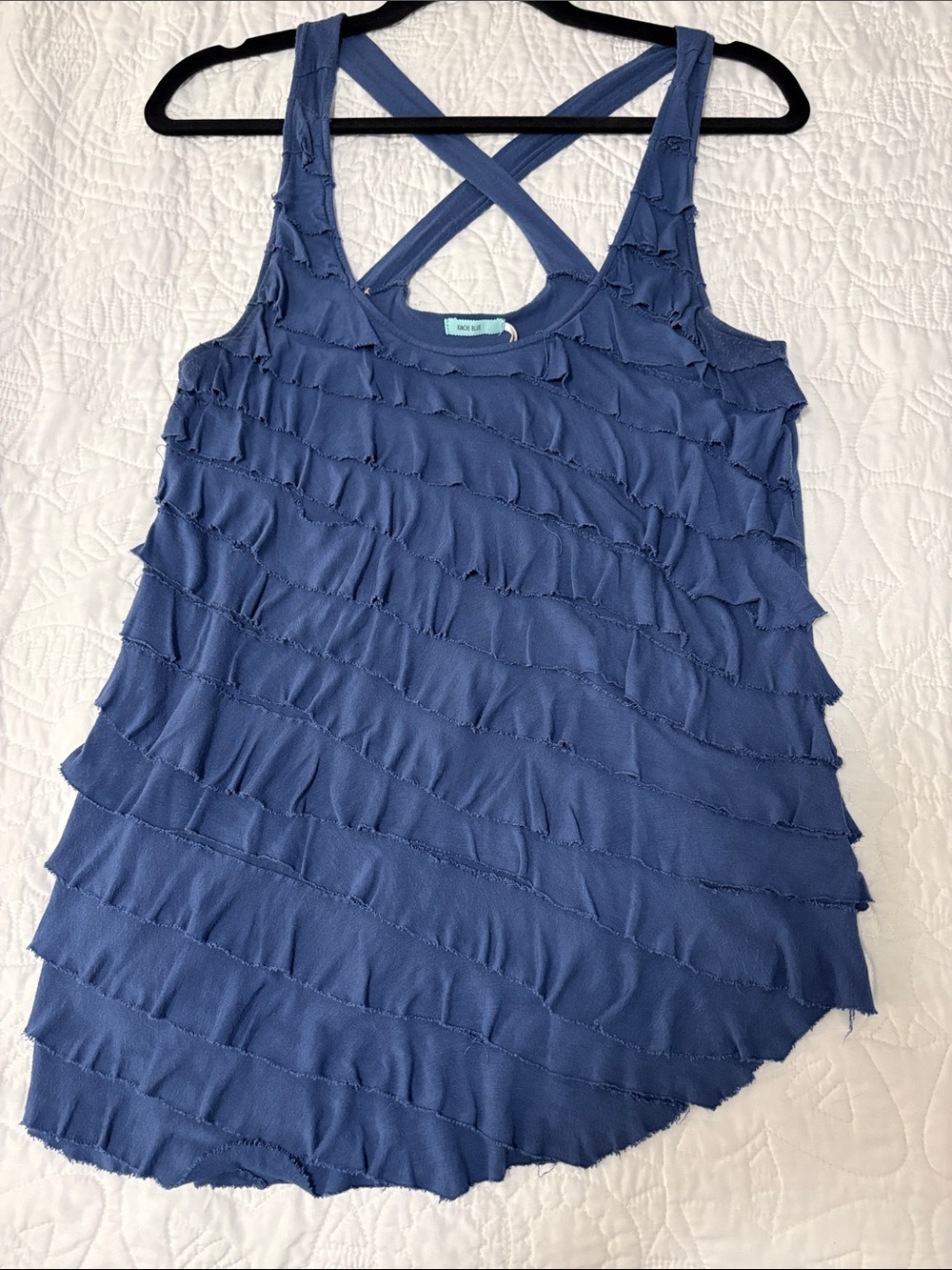 Kimchi Blue Navy Ruffle Crossback Tank